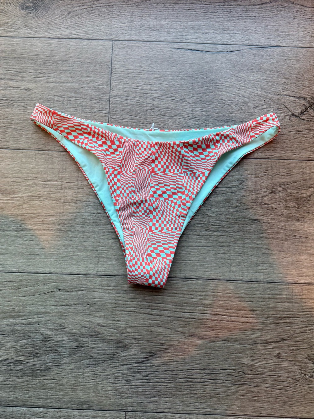 Tilly's Coral Checkered Bikini Bottom